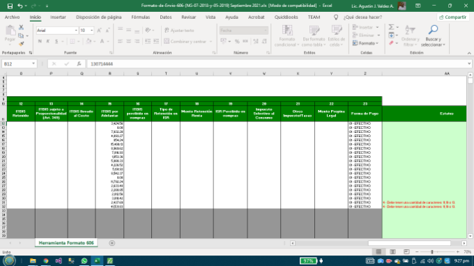 ‎Error NCF Electrónico Formato De Envío 606 (Excel 2019.05) | Comunidad ...