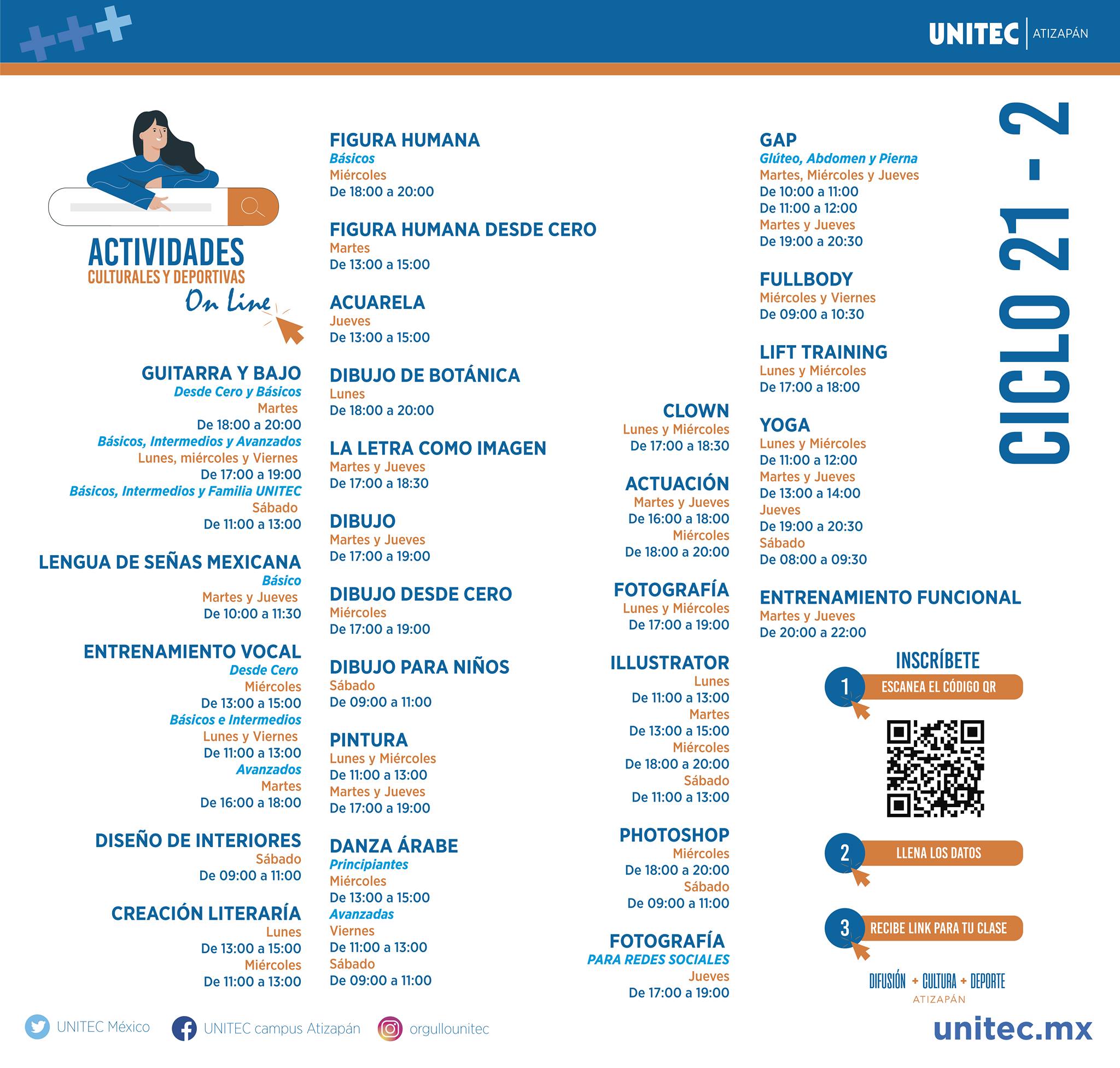 Horarios de Cultura y Deportes UNITEC Campus Atizapán Horarios de Cultura y Deportes UNITEC Campus Atizapán